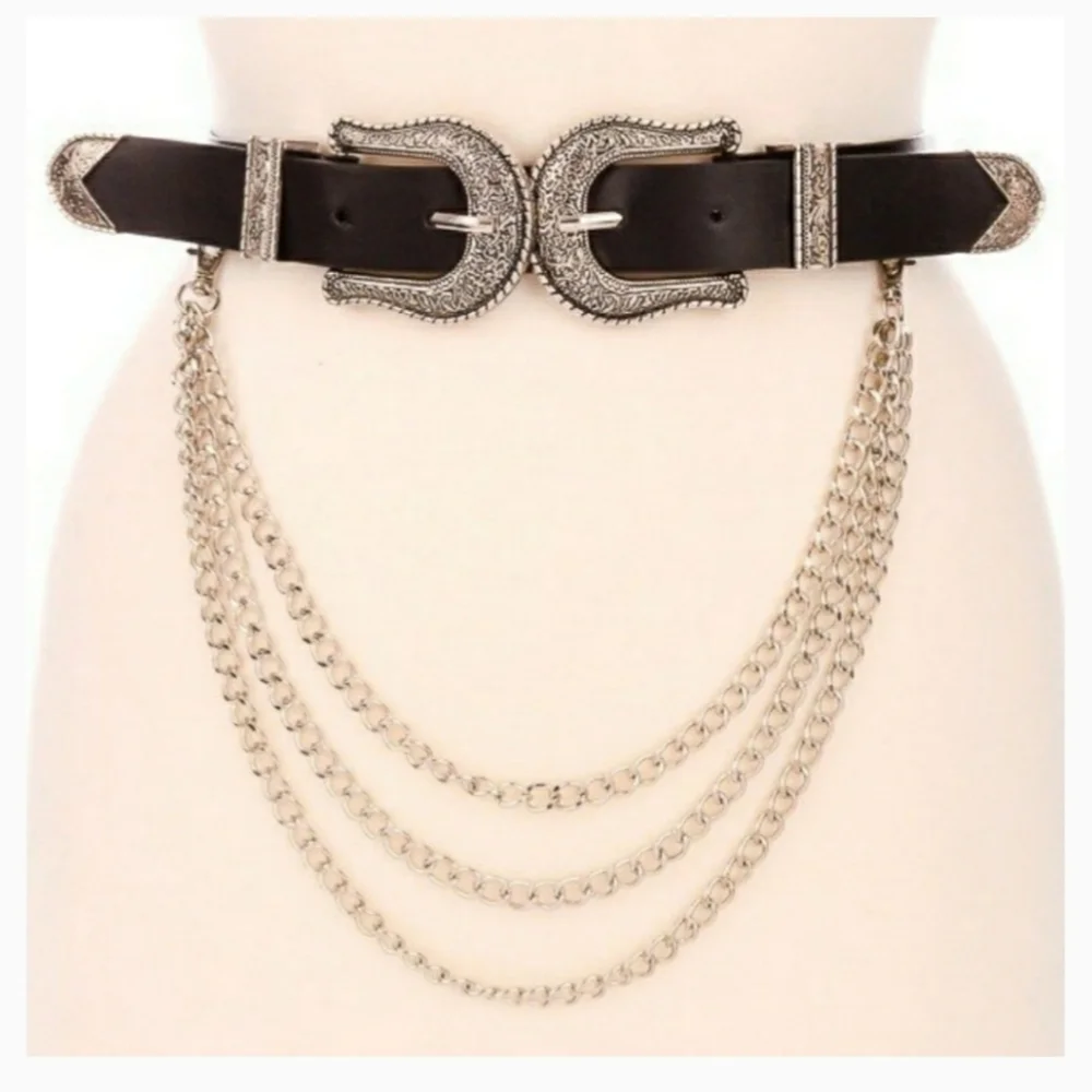 Double Buckle Belt w/ Chains - NWT